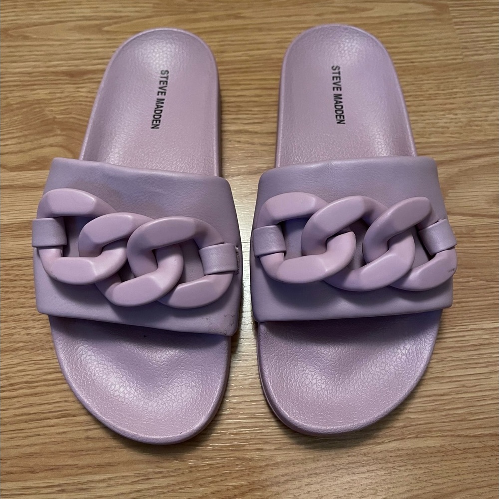 Steve Madden Womens Lavender Safe Embellished Braided Footbed Sandals Size 10